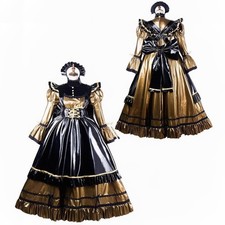Costume cosplay vestito PVC chiudibile a chiave Gothic Lolita ragazza cameriera Sissy su misura