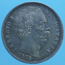 UMBERTO I 5 LIRE 1878 ROMA