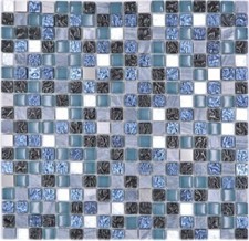 Mosaico Di Vetro Blu Bianco