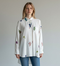 Camicia Donna Bianca Ricamata