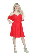 Abito donna elegante rosso taglia 48 in chiffon estivo  ginocchio
