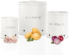 Porta Patate Porta Aglio E Cipolla - Set 3 Contenitore Patate Cipolle Aglio - Ba
