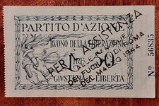 BUONO LIBERAZIONE 50 LIRE GIUSTIZIA E LIBERTA' 1943 R3 FOSSE ARDEATINE ROMA