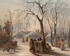 Villaggio invernale dei Minatarri indiani di Karl Bodmer stampa giclée spedizione gratuita