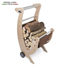 Carrello Portalegna in legno con telo Marrone