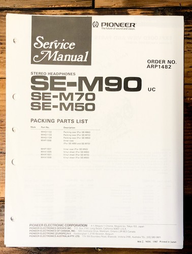 Pioneer m50 m70 m90 - se-m50, -m70