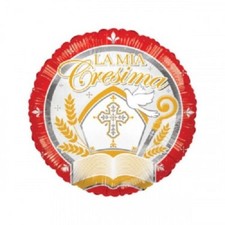 PALLONE MAYLAR  CRESIMA 23 CM TONDO