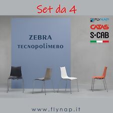 SCAB DESIGN SET 4 SEDIE  SEDIA CASA CUCINA BAR LIVING ZEBRA CON TELAIO CROMATO