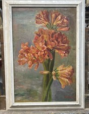 Quadro Olio Fiori Su Cartone