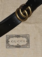 GUCCI DOUBLE G Blk Lthr.__Belt