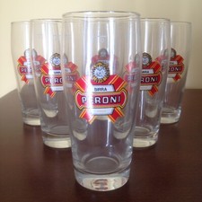 PERONI 6 BICCHIERI 0,3 L BIRRA PUBBLICITA BAR VINTAGE MAI UTILIZZATI NUOVO