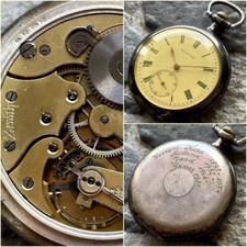 ✩ Antico orologio da tasca ZENITH [argento 0,875 / 84] Spirale Breguet 15 gioielli