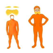 Costume Spandex Adulto Bambini Arancione Corpo Completo Invisibile Morph Suit Festa Libro Settimana