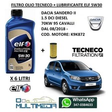 FILTRO OLIO TECNECO ELF 5W30 DACIA SANDERO II 1.5 DCI DIESEL 70KW 95 CV CAVALLI