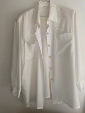 Camicia Donna Vintage  Ricamata A Intarsio Davanti Tg 48 Con Spalline