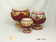 Portavaso in ceramica di Caltagirone chicchi pigna decoro bordeaux - varie misu