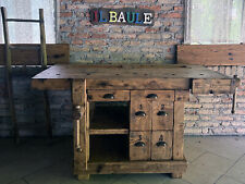 Banco Falegname vissuto arredo 6 cassetti legno massello 170x80xh90cm SU MISURA