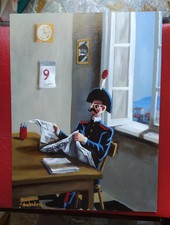Antonino Gambadoro(Me 1965) Carabiniere che legge il giornale stupendo dipinto