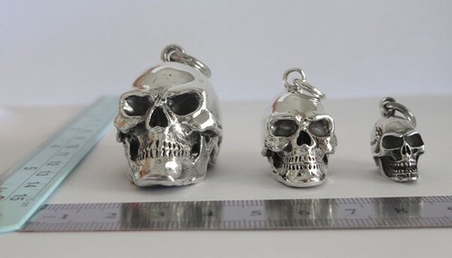 Ciondolo teschio biker - ciondolo, argento
