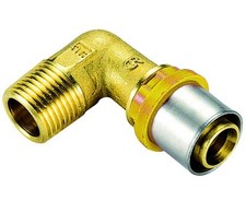 RACCORDO CURVO MASCHIO PER TUBO MULTISTRATO A PRESSARE PER GAS MODELLO AL-COB...