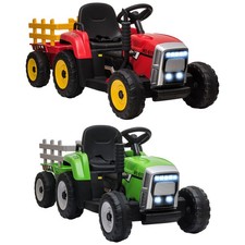 HOMCOM Trattore per Bambini Elettrico 12V con Rimorchio e Telecomando