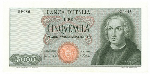 5000 lire cristoforo colombo - lire, i