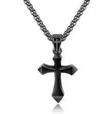 Collana Uomo Croce Nera Oro