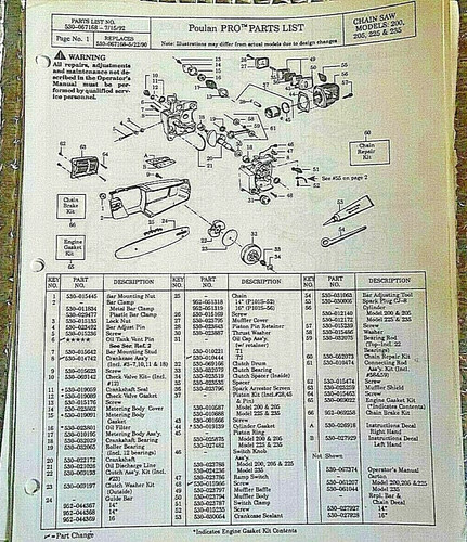 Elenco ricambi motosega - , poulan