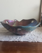 Raku Ceramica Centrotavola  Traforato Produzione Artigianale Made in Italy