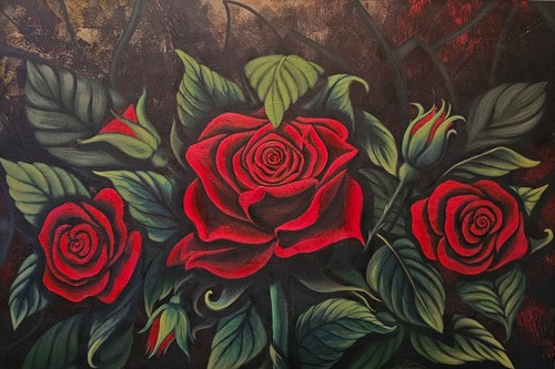 Rose rosse giardino grande - giardino.,