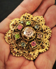 spilla vintage americana anni 60 con cristalli policromi - vtg  brooch