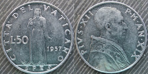 Vatican city lire 1957 - city,