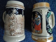2 BOCCALI BIRRA IN CERAMICA, AUSTRIA/GERMANIA, ANNI '80/'90. RARI*