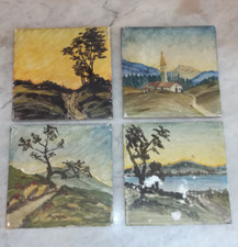 ANTICO LOTTO DIPINTI SU MATTONELLA PIASTRELLA CERAMICA IMOLA PRIMO 900