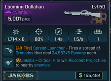 Borderlands 4 • Looming Dullahan SG • Spread Launcher • Lvl 50 • PS PC XB STEAM