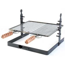 Graticola bistecchiera in ferro regolabile in altezza da 50 cm per grigliate BBQ