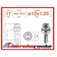 KIT 16 BULLONI VARIAZIONE INTERASSE FLOTTANTI M12 X 1,25X34 FIAT da 4X100 a 4X98