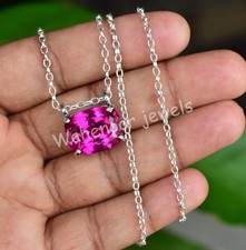 17.00 CT Naturale Viola Rodolite Granato 925 Argento Pendente Certificato