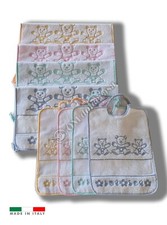 Set Asilo Scuola Materna Bavaglia più Salvietta Orsetto 100% Cotone 