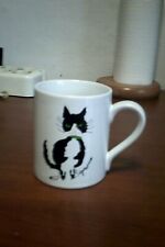 tazza con gatto CASA FINA da collezione od utilizzo in ceramica bianca