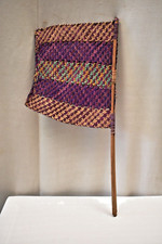 Antico Mano Ventola Pankha Manuale Woven Bambù Indiano Arte Colorato Collectibl