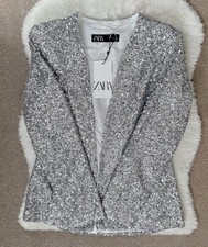 ZARA BLAZER PAILLETTES ARGENTO