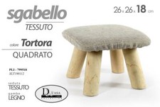 SGABELLO SGABELLINO POGGIAPIEDI LEGNO QUADRATO TESSUTO 26*18CM COLORE TORTORA