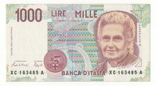 1000 LIRE MONTESSORI  SERIE SOSTITUTIVA XC A  DECR  1993  R2