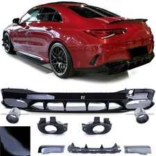 DIFFUSEUR ARRIERE NOIR + 2 EMBOUT POT LOOK CLA 35 AMG MERCEDES CLA C118 PACK AMG
