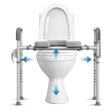 Sedile WC Rialzato con Maniglie Rialzi Sedile per Anziani, 350lb Regolabile - Grigio
