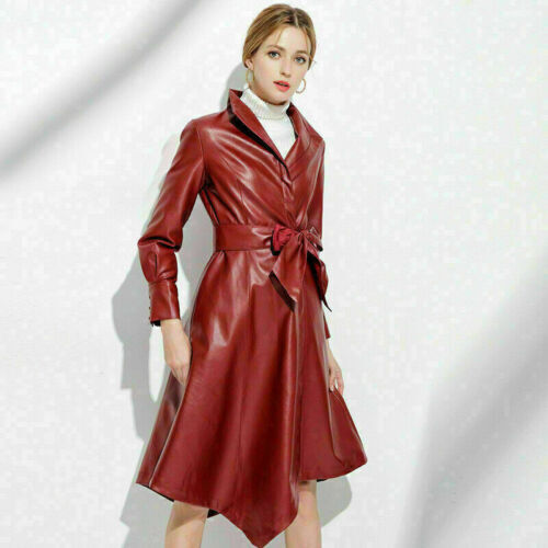 Trench coat donna rosso pelle