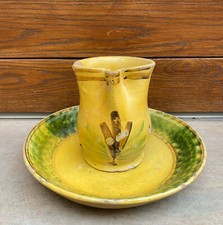 Coppia fangotto e cannata terracotta maiolica Caltagirone piatto bummulu lemma