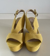 Sandali Zeppa 35 In Pelle Scamosciata