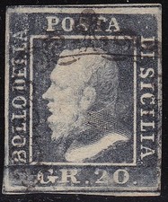 1859 SICILIA, n.12 20 grana grigio ardesia USATO
